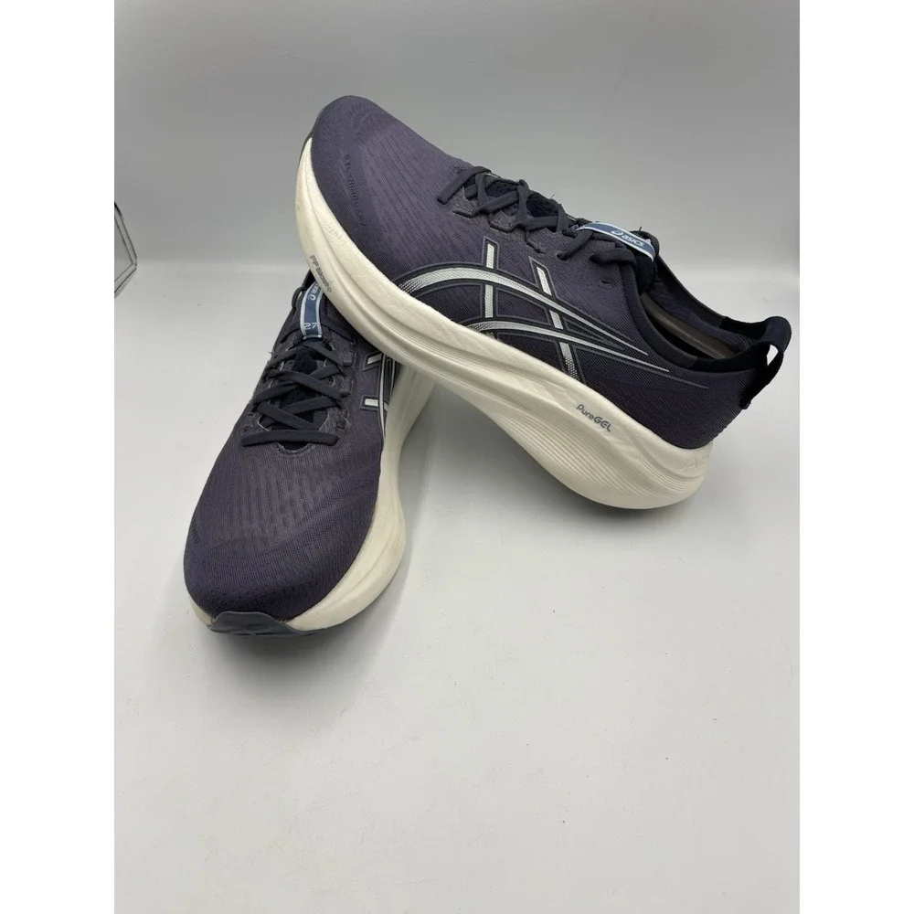 ASICS Gel-Nimbus 27 Running Shoes Navy Blue Purple Mens Sneakers PureGEL FF Blas